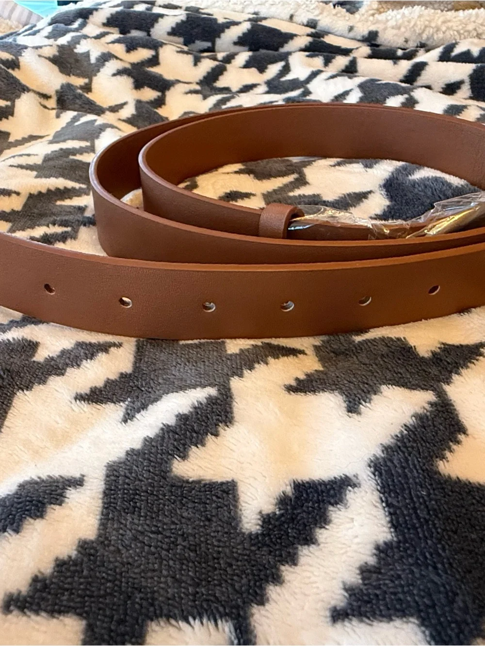 Women's Classic Brown Faux Leather Belt with Oval Silver Buckle
